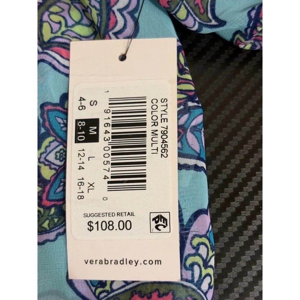 Vera Bradley New with Tags Floral Swim Coverup Romper with tassel M beach